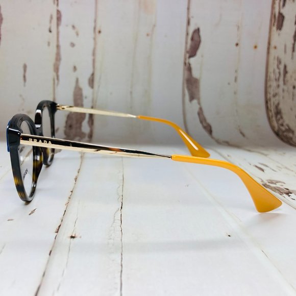 PRADA Oval Brown Tortoise & Gold Eyeglasses Glasses Frames NWOT - Picture 8 of 12